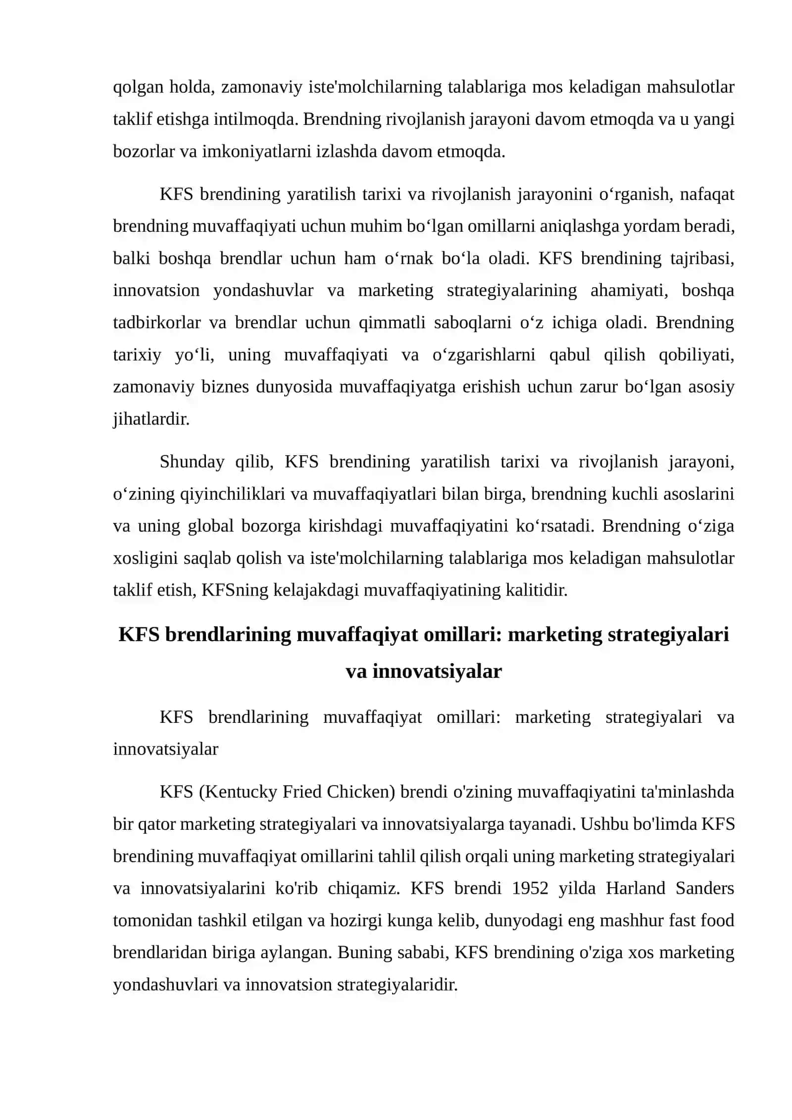 KFS brendlarning yaratilish tarixi va ularning muvofaqiyat omillari 4
