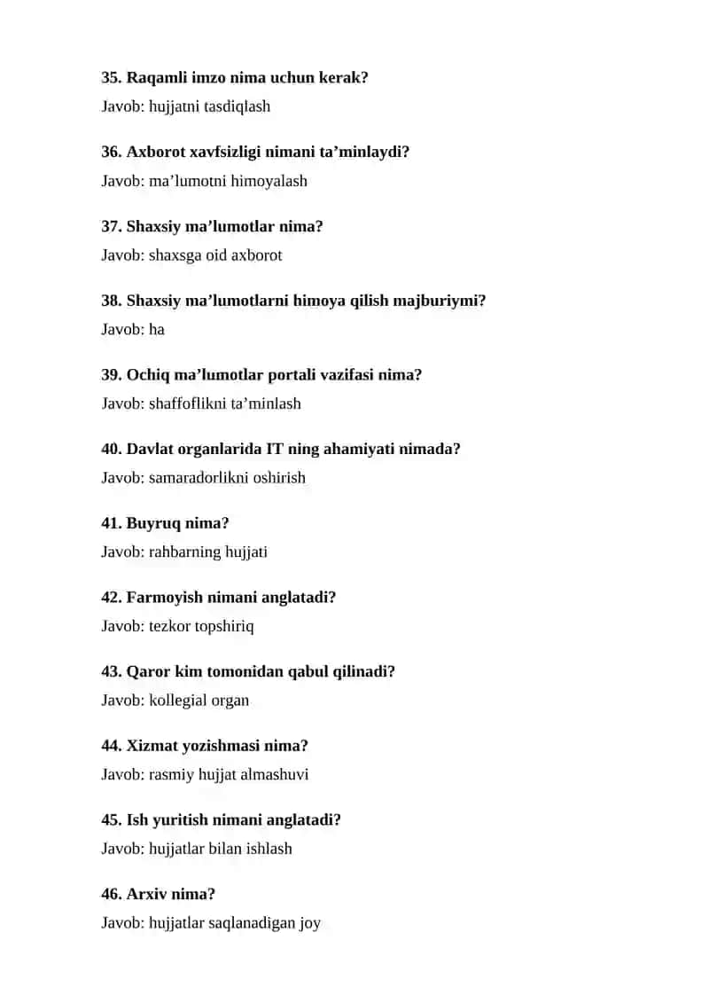 Argos 1000 talik test, javoblari bilan. Davlat xizmatchisi 2024 4