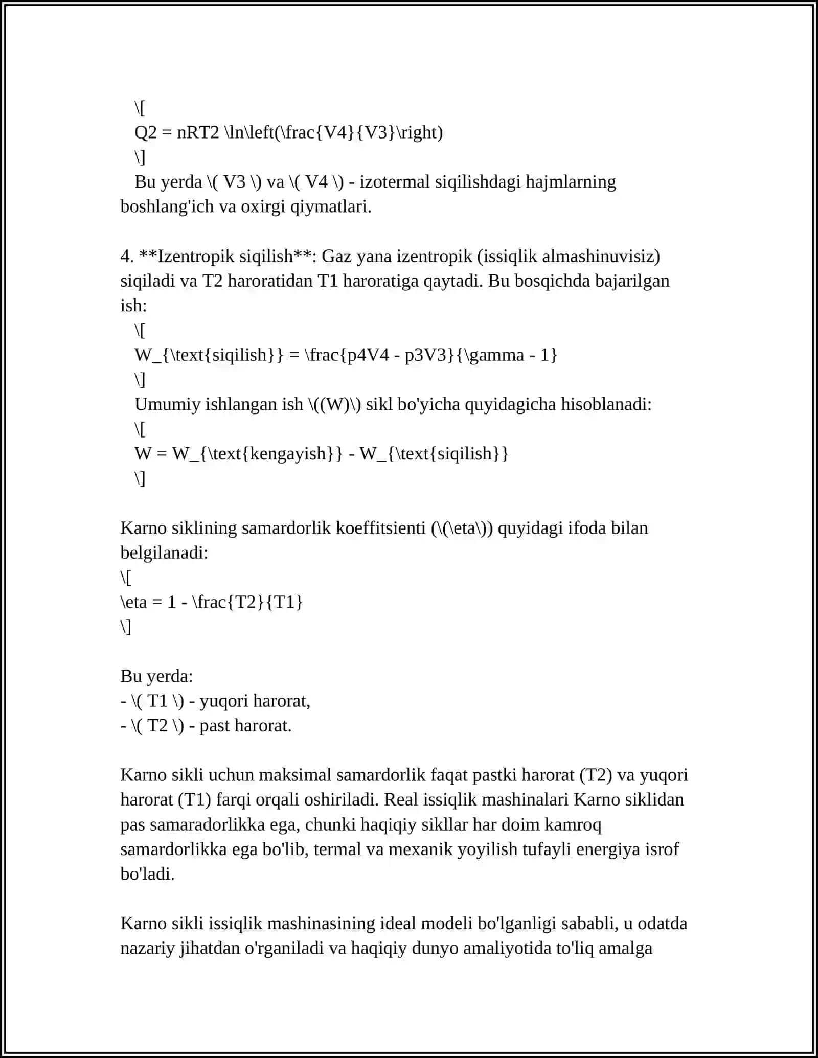 TO'G'RI VA TESKARI KARNO SIKLI 4