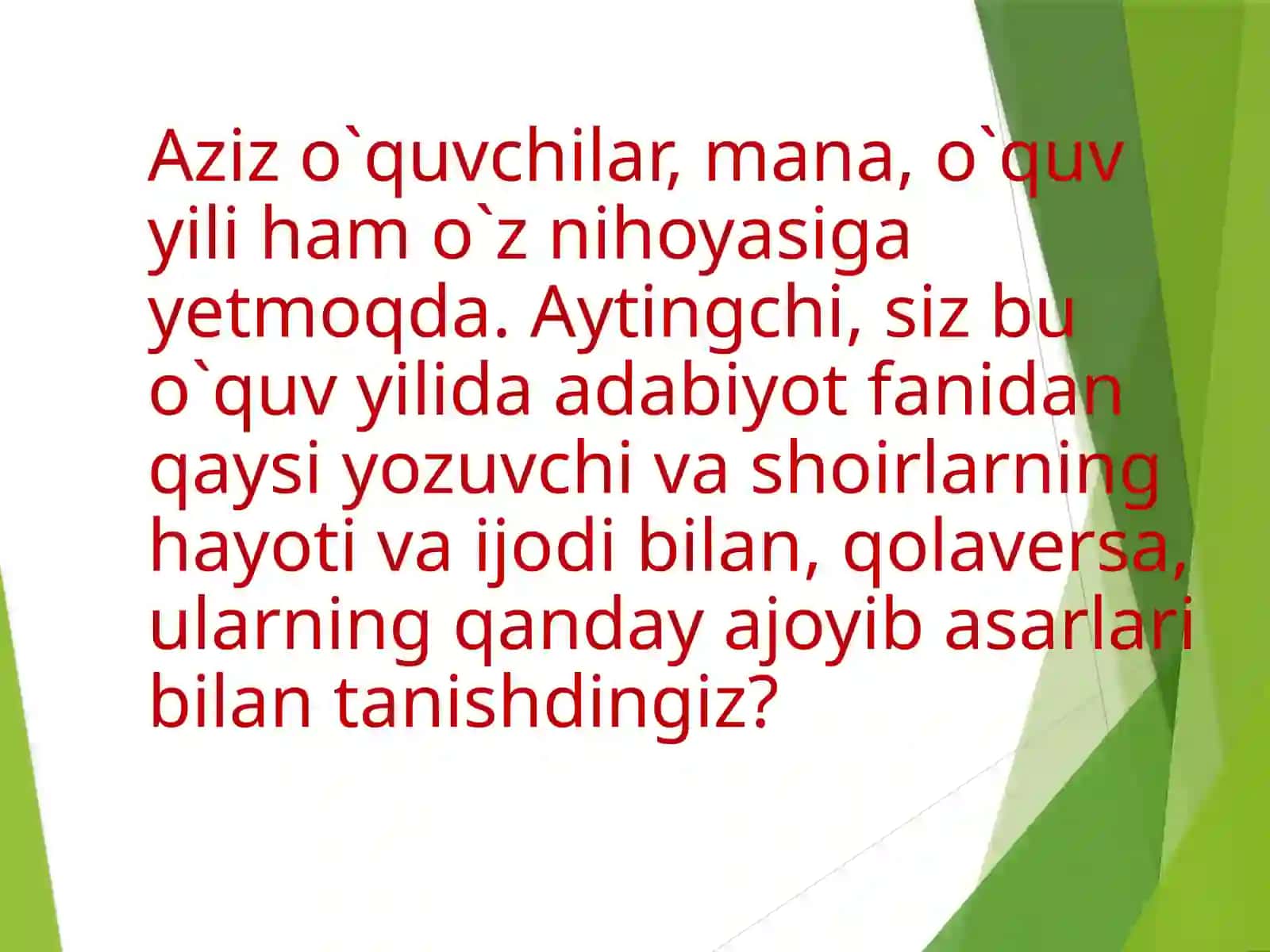 O`rganilgan bilimlarni takrorlash 4