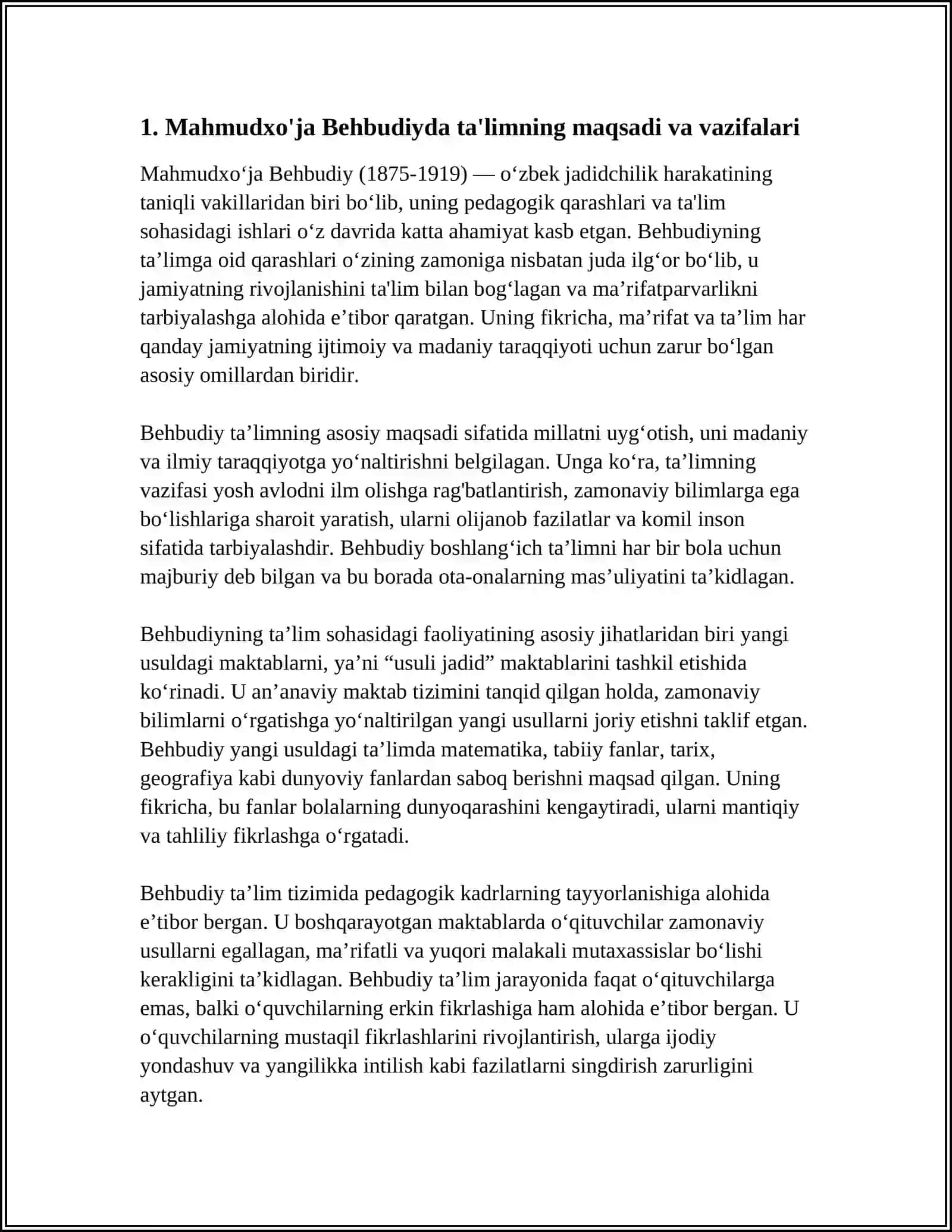 MAHMUDXO'JA BEHBUDIYNING PEDAGOGIK QARASHLARI 4