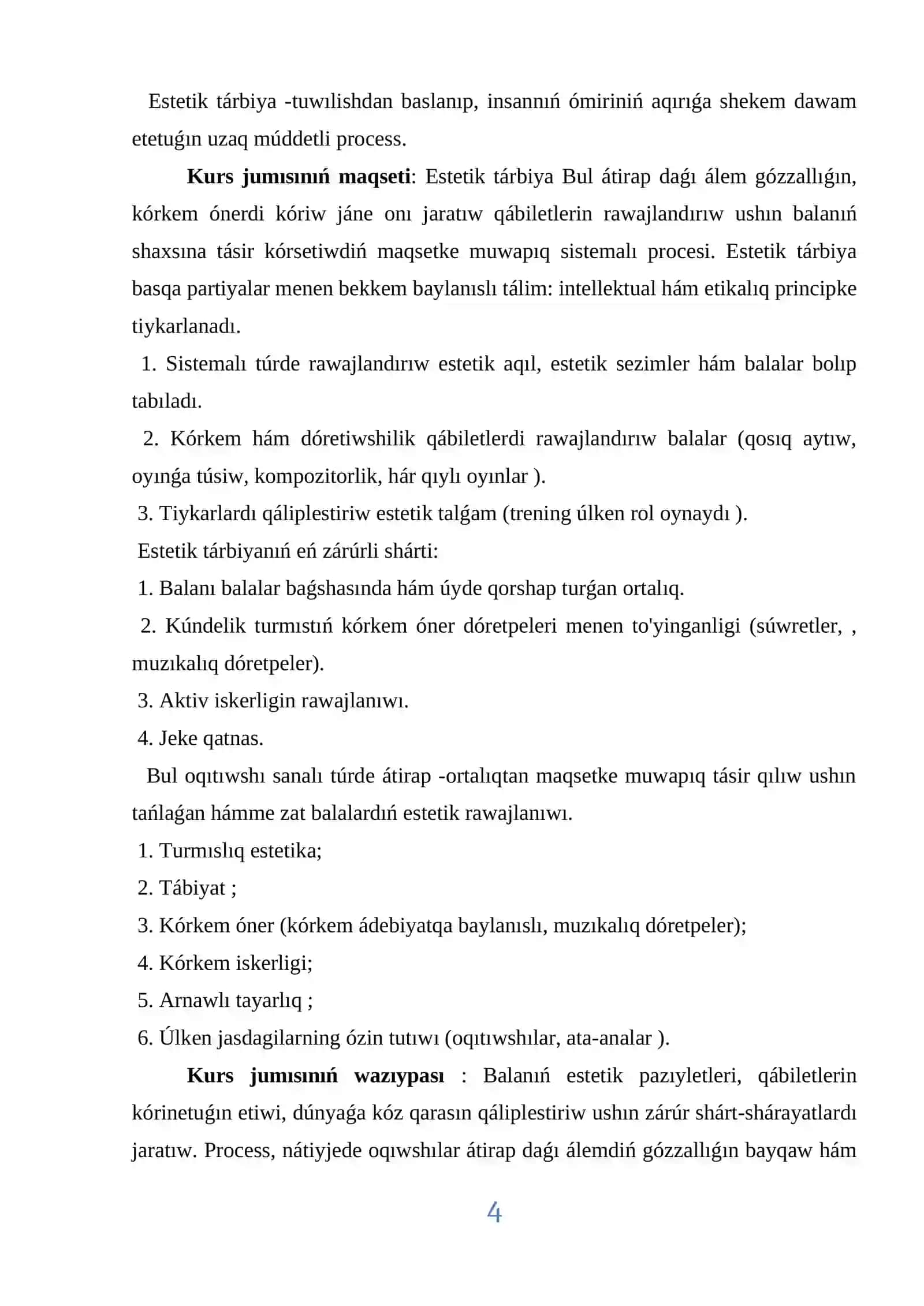 Mekepke shekemgi baslawısh shólkeminiń estetikalıq tárbiyası 4