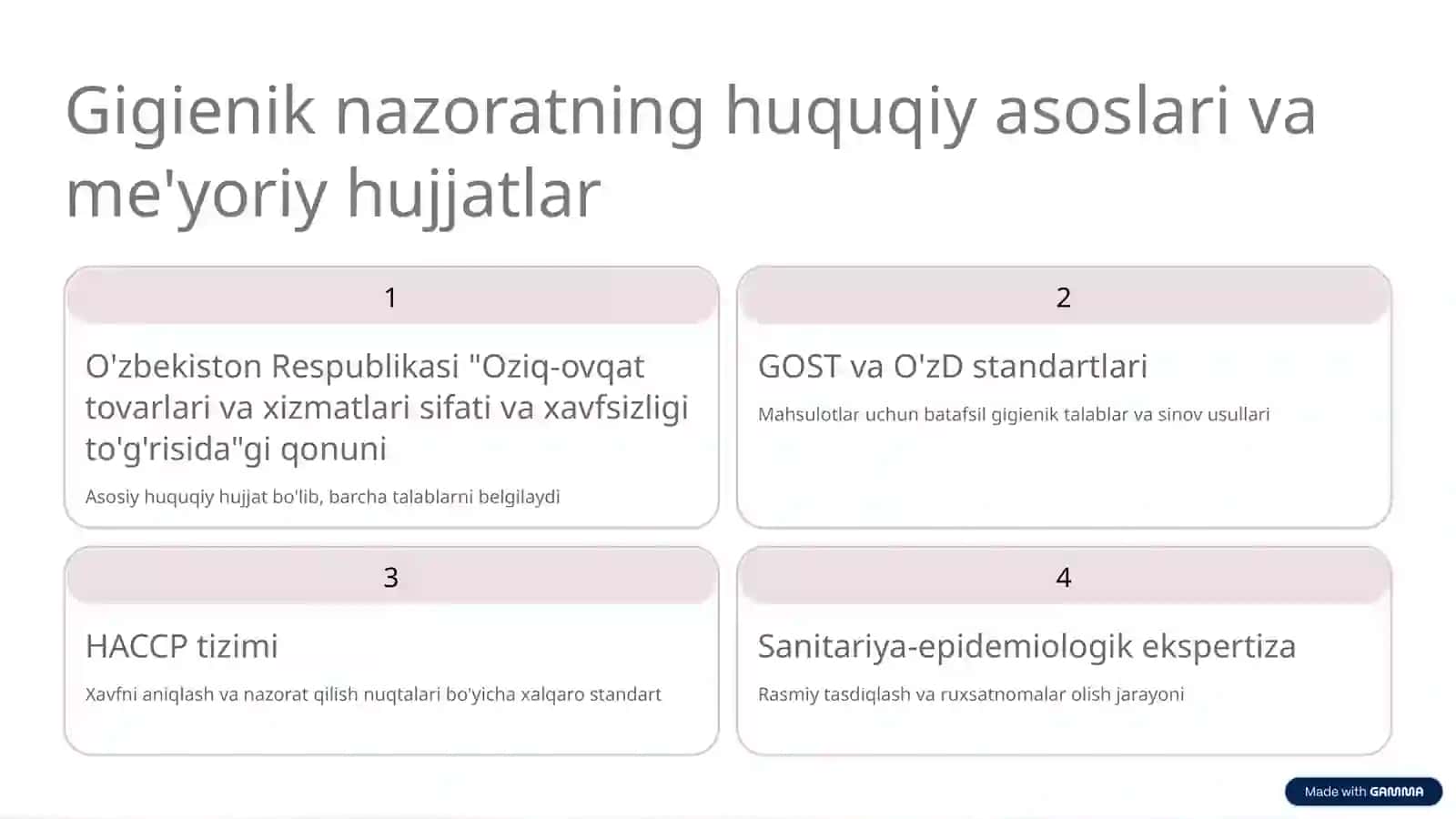 Oziq-ovqat sanoatida mahsulotlar sifatini gigienik nazorat qilish 4
