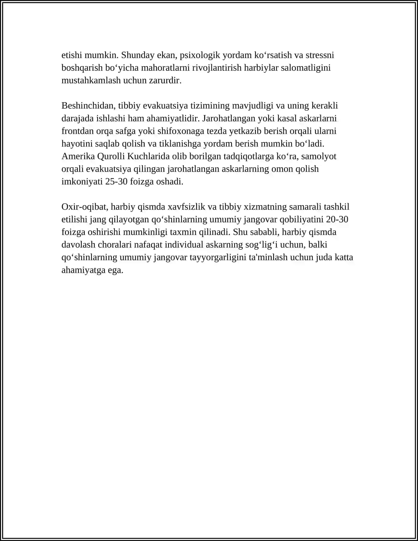 HARBIY QISMDA DAVOLASH - PROFILAKTIKA TADBIRLARINI QIYOSIY XILMA-XILLIGI 4