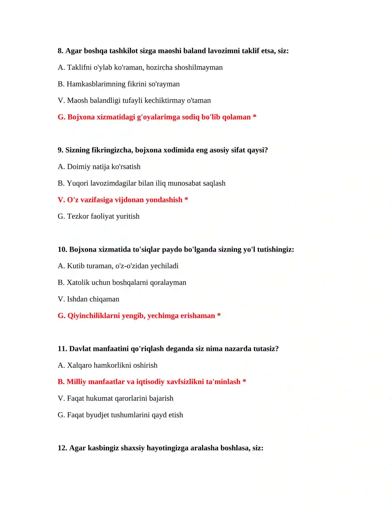 Bojxona organlari vakolatlari test savollari 4