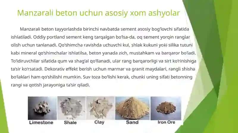 Manzarali beton uchun xom ashyo. 4
