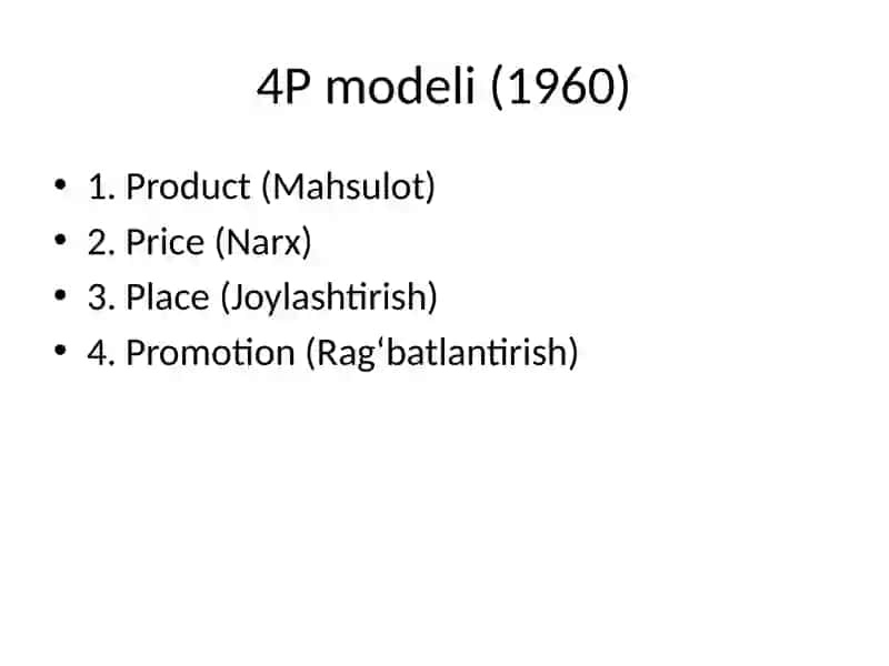 Marketing Mix:NazariyasivaKelibchiqishtarixi 4