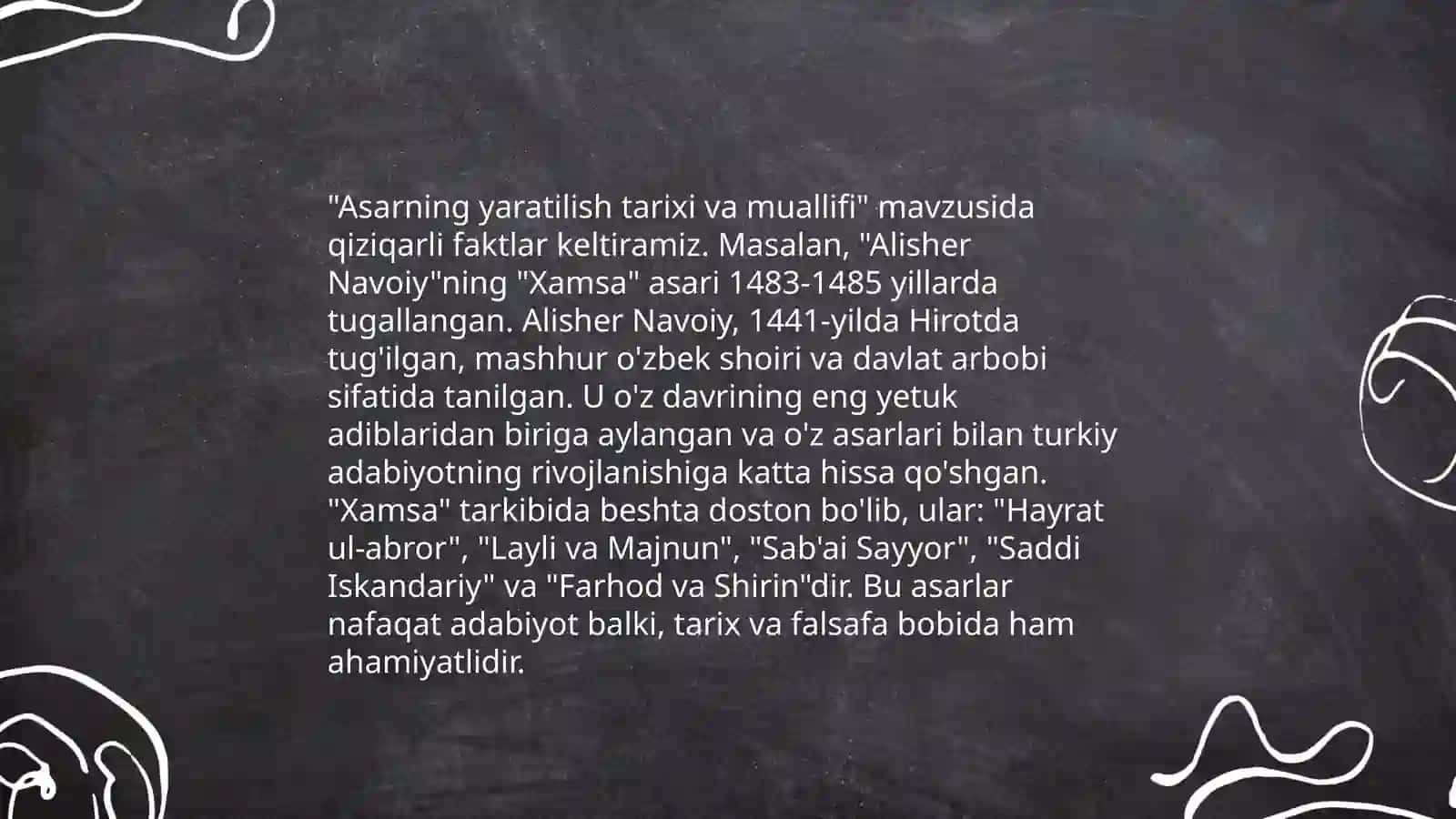 Mumtoz badiiy asarlarni o'rganish bo'yicha savol-topshiriqlar tuzish 4