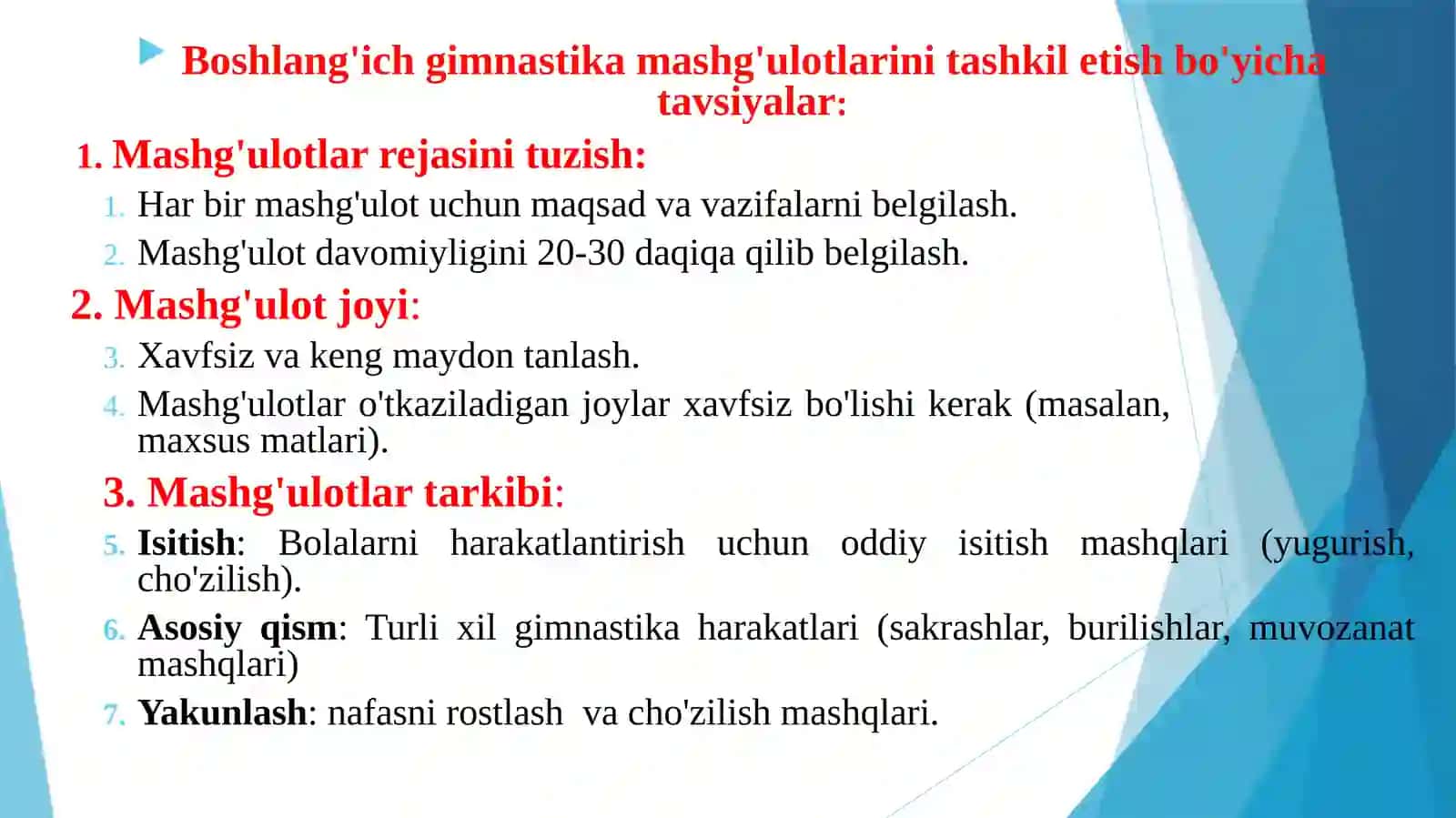 Ta’lim muassasalarida gimnastikani o‘tkazish usullari 4