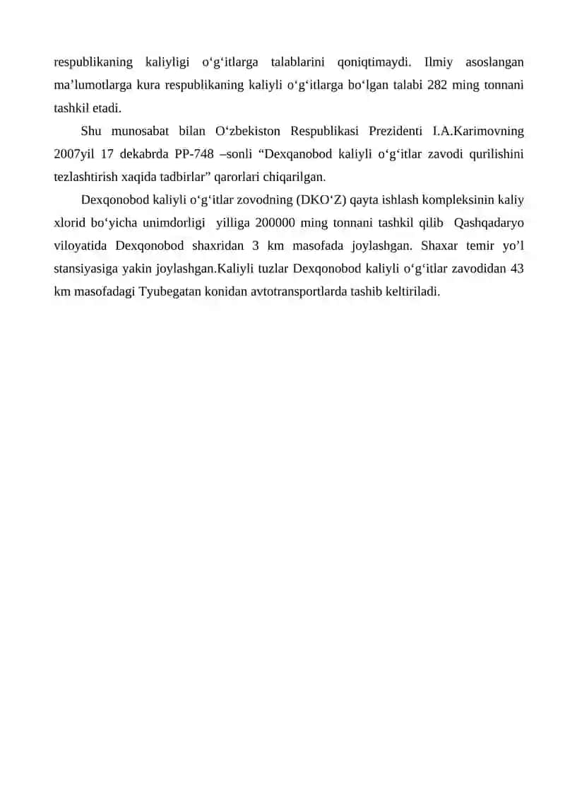 Kaliy o‘g‘itini ishlab chiqarishda konsentratni quritish jarayonini avtomatlashtirish 4