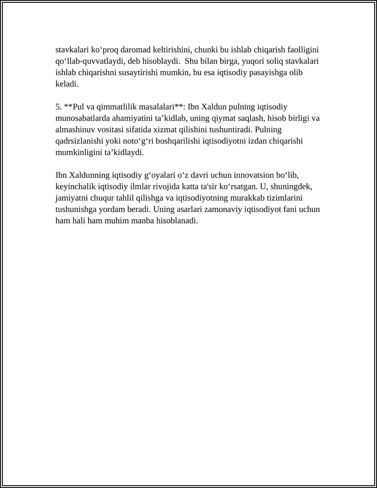 ABU HAMID AL-GʻAZZOLIY VA IBN XOLUNNING IQTISODIY QARASHLARI 4