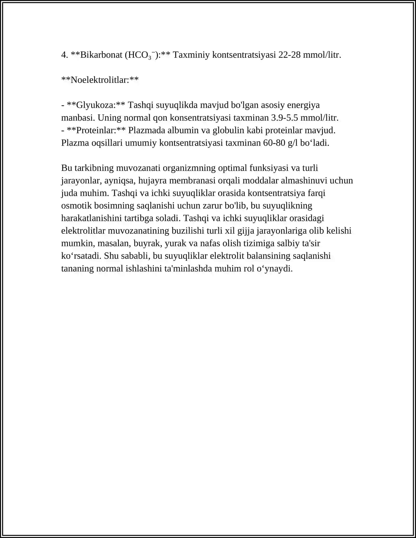 ORGANIZMNING BIOLOGIK SUYUQLIKLARI ELEKTROLIT VA NOELEKTROLITLAR ERITMALARI SIFATIDA 4
