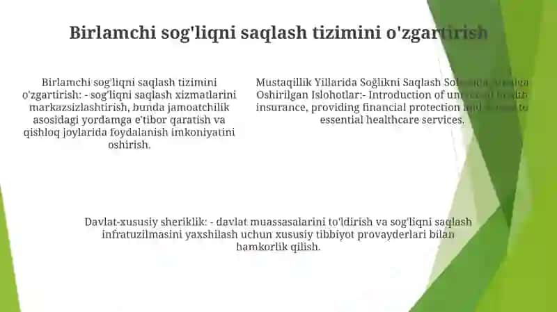 Mustaqillik Yillarida Soğlikni Saqlash Sohasida Amalga Oshirilgan Islohotlar 4