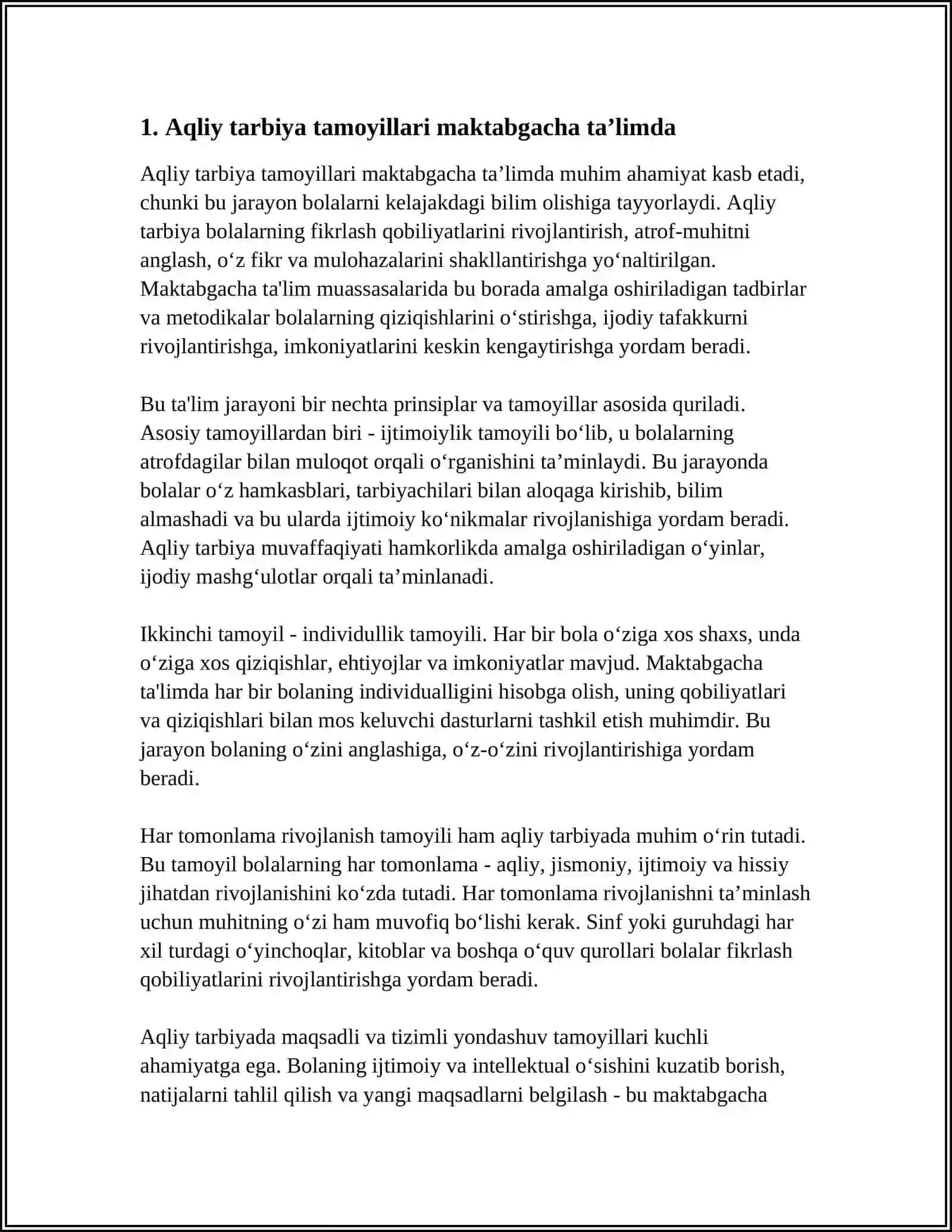 MAKTABGACHA TAʼLIM TASHKILOTLARIDA AQLIY TARBIYANI TASHKIL ETISHI 4