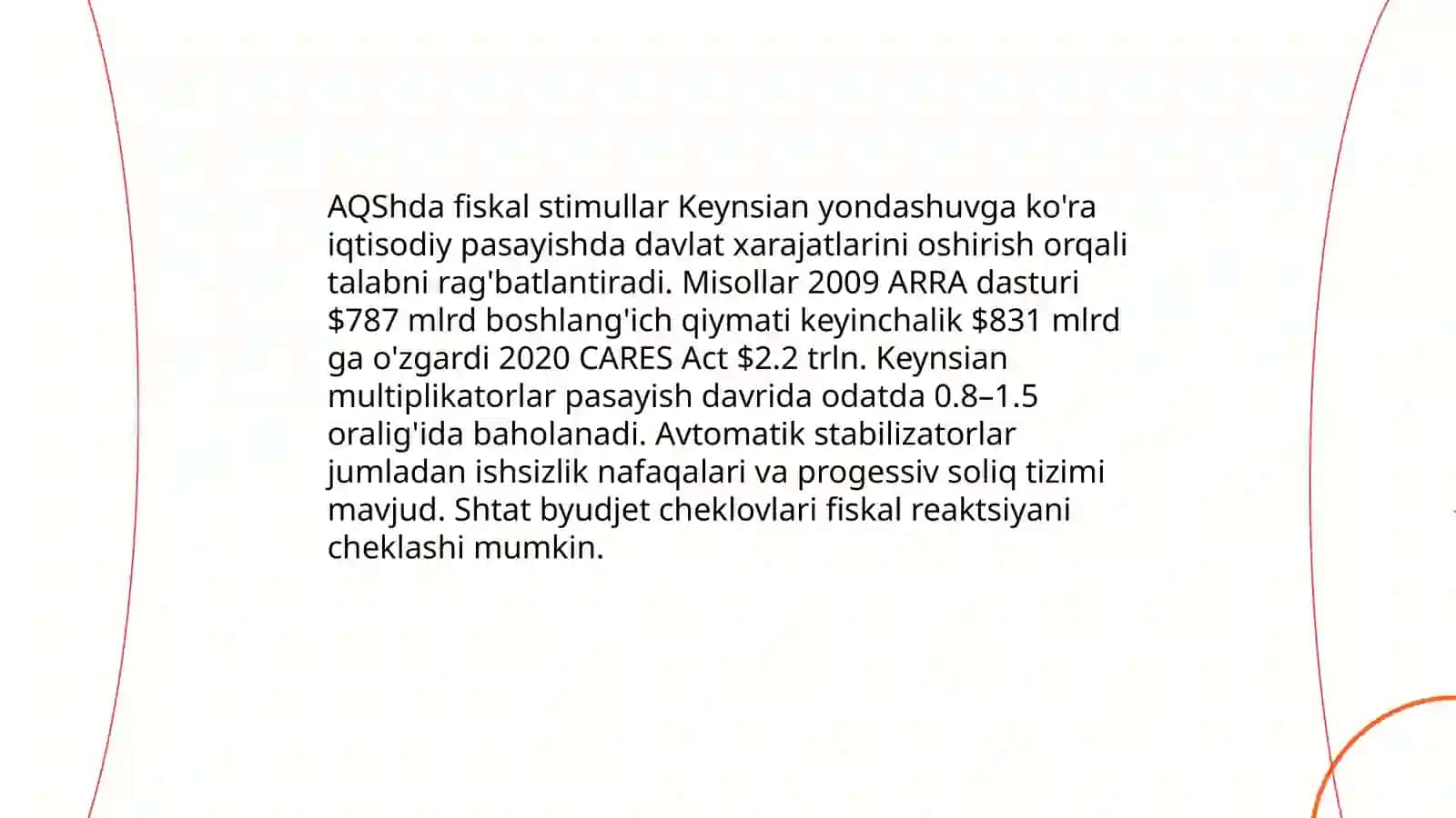 Keynschilikning AQShdagi xususiyatlari, iqtisodiy osish nazariyasi 4