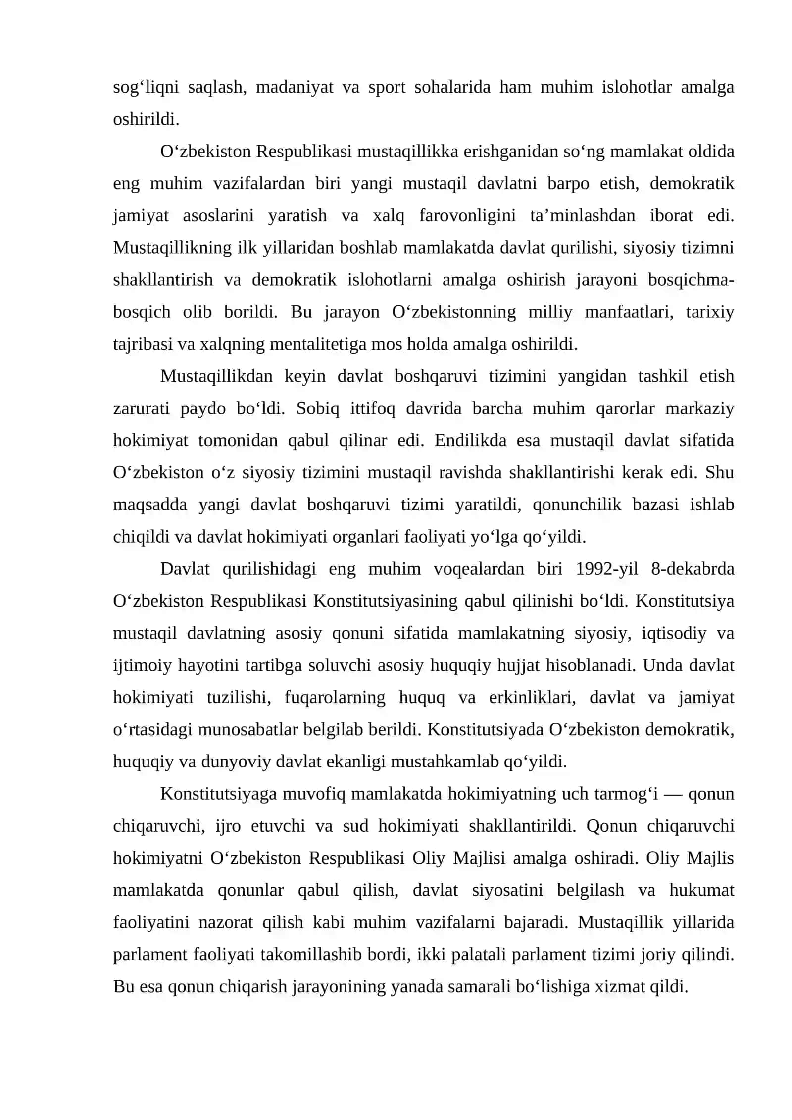 MUSTAQIL O‘ZBEKISTON RESPUBLIKASI TASHKIL TOPISHINING TARIXIY AHAMIYATI 4