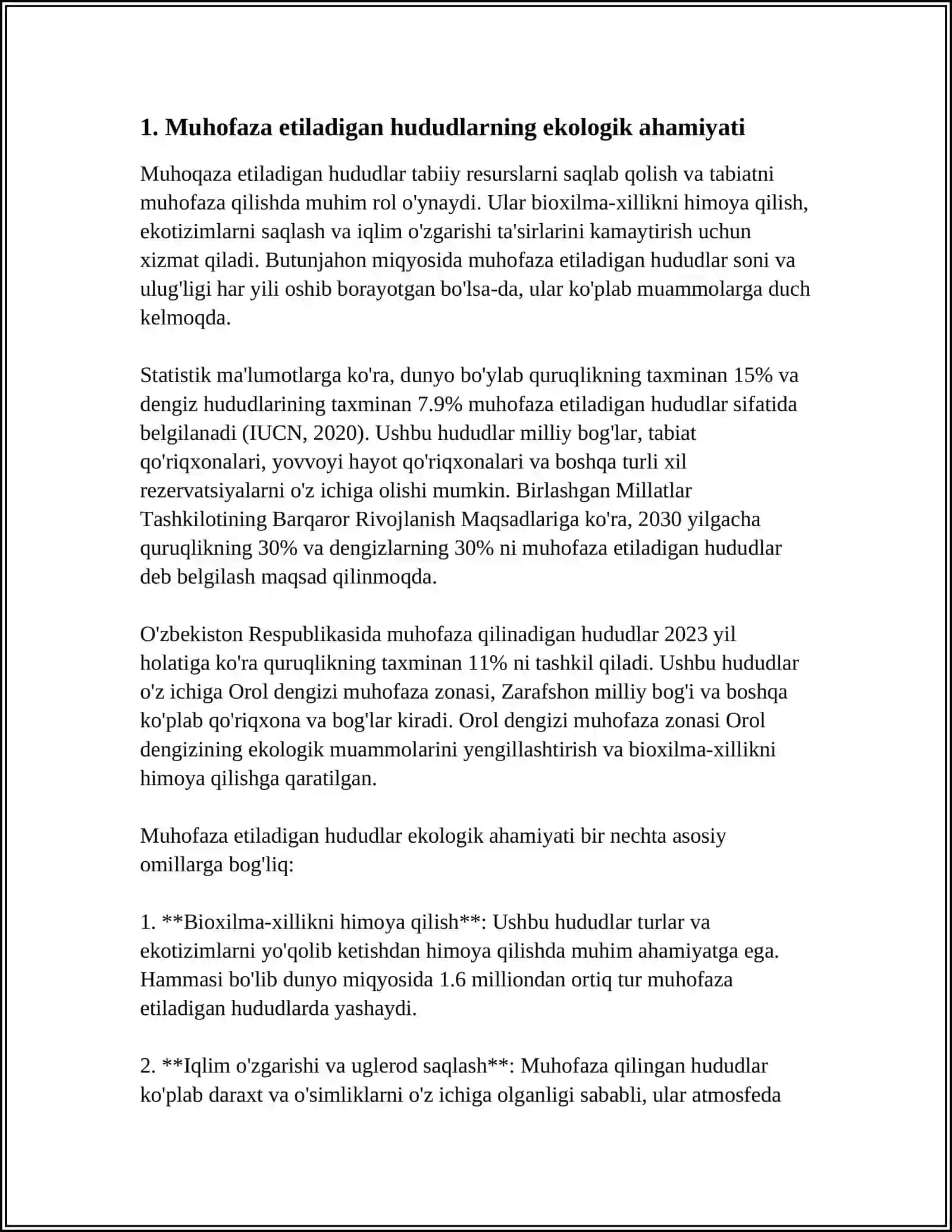 MUHOFAZA ETILADIGAN TABIIY HUDUDLARNING SOĢLOMLASHTIRISH AHAMIYATI 4