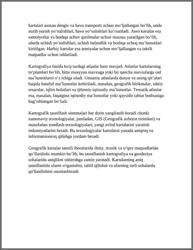 GEOGRAFIK KARTALARNING TASNIFI, TURLARI VA ATLASI 4