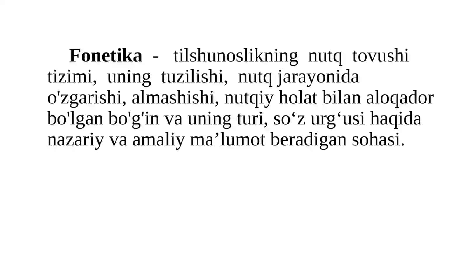 Fonetika asoslarini o‘rgatish metodikasi. Unli va undosh tovushlar tasnifi 4