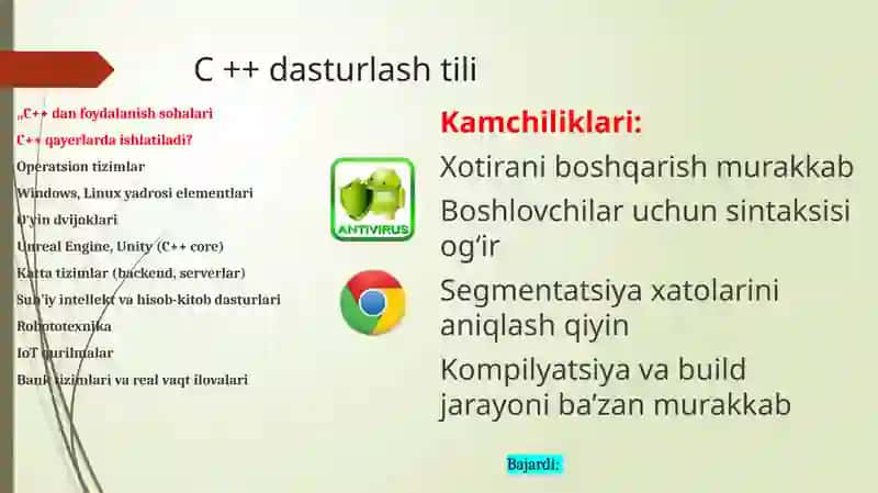 C++ Dasturlash Tili Haqida 4