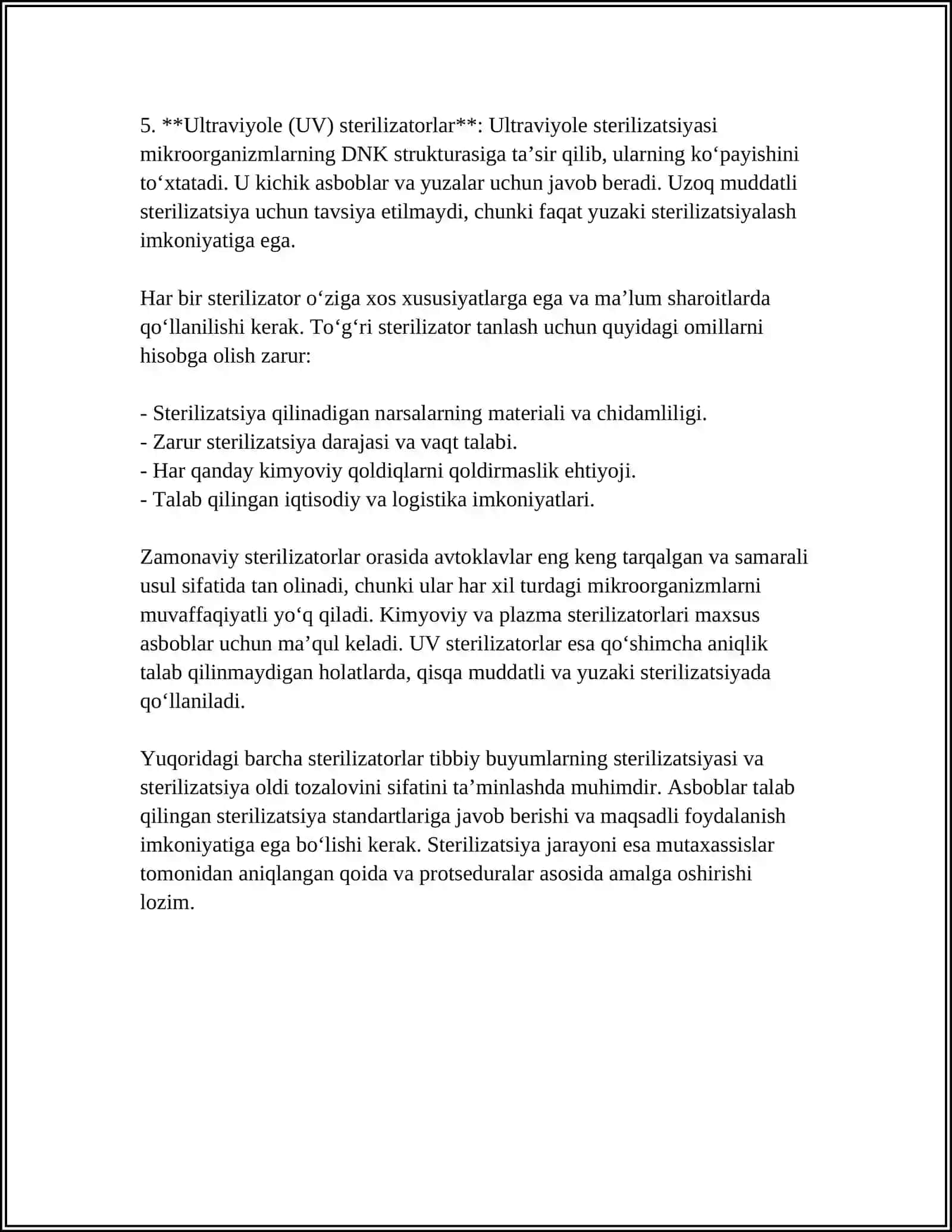 ZAMONAVIY STERILIZATORLARNING TURLARI VA ULARDAN FOYDALANISH QOIDALARI 4