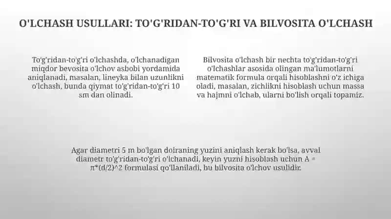 O'lchash Usullari va Vositalari 4