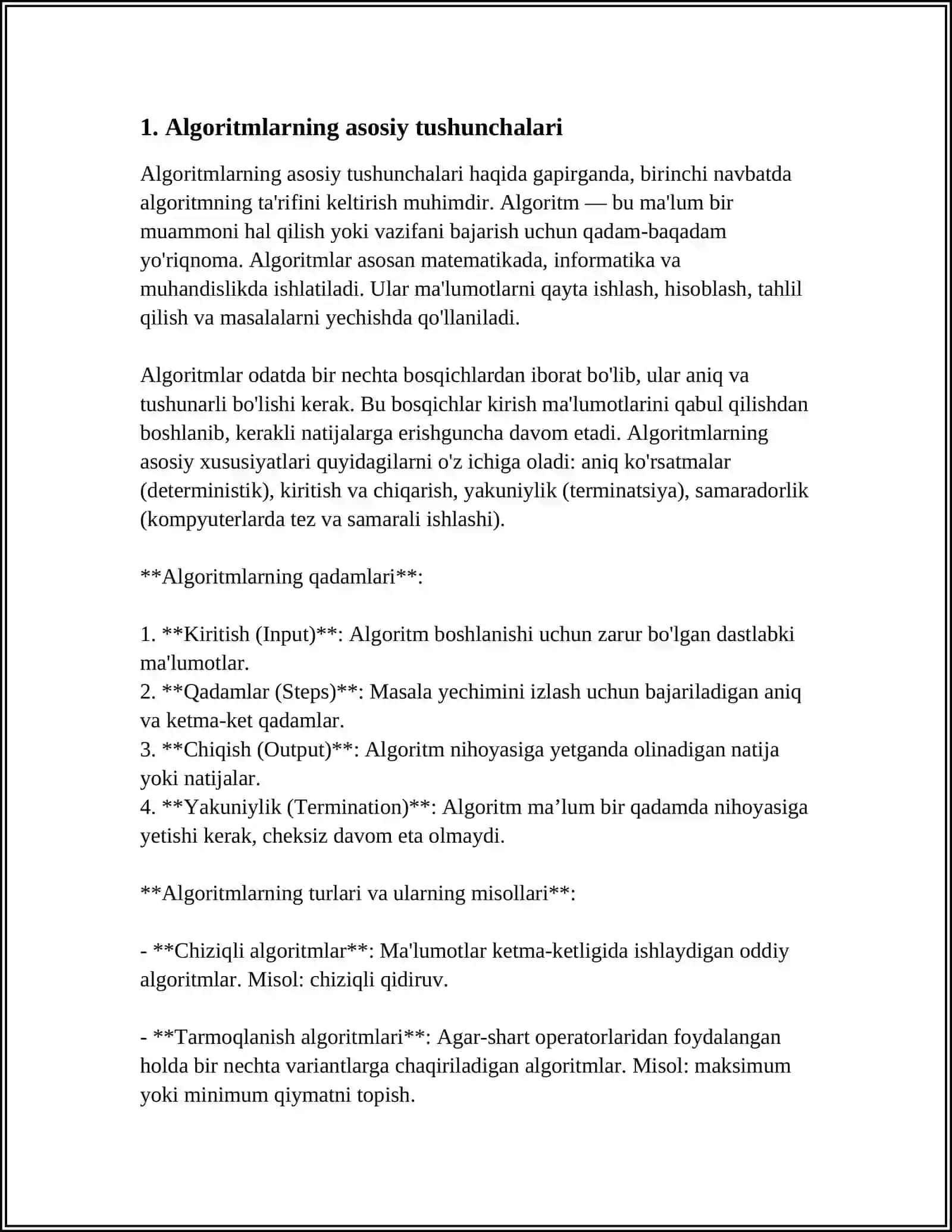 ALGARITIM VA UNING XUSUSIYATLARI 4