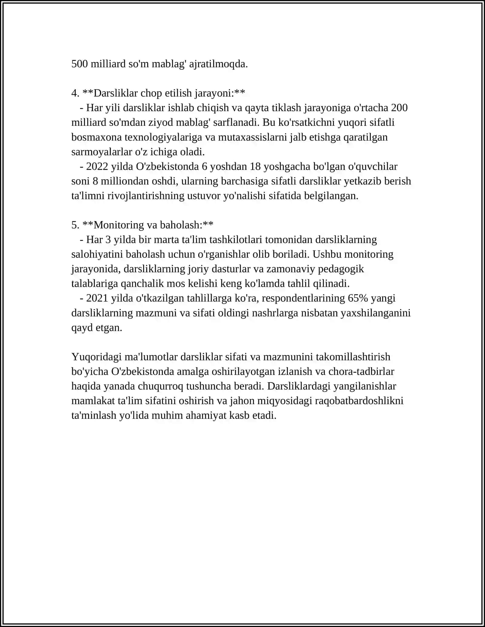DARSLIK, DTS VA ÕQUV DASTURI UZVIYLIGINI TA'MINLASH YULLARI 4
