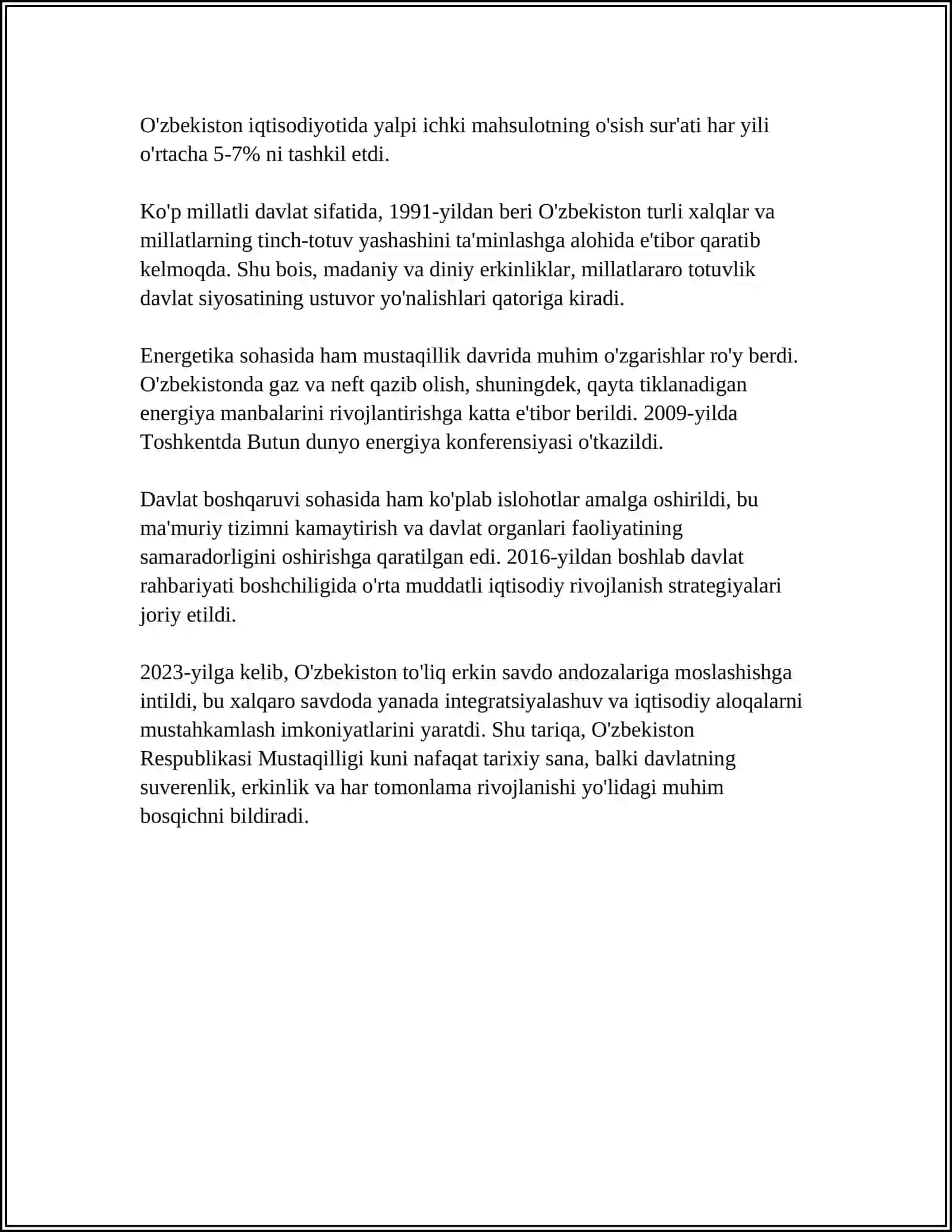 MUSTAQIL ÖZBEKISTON RESPUBLIKASI TASHKIL TOPISHINING TARIXIY AHAMIYATI 4