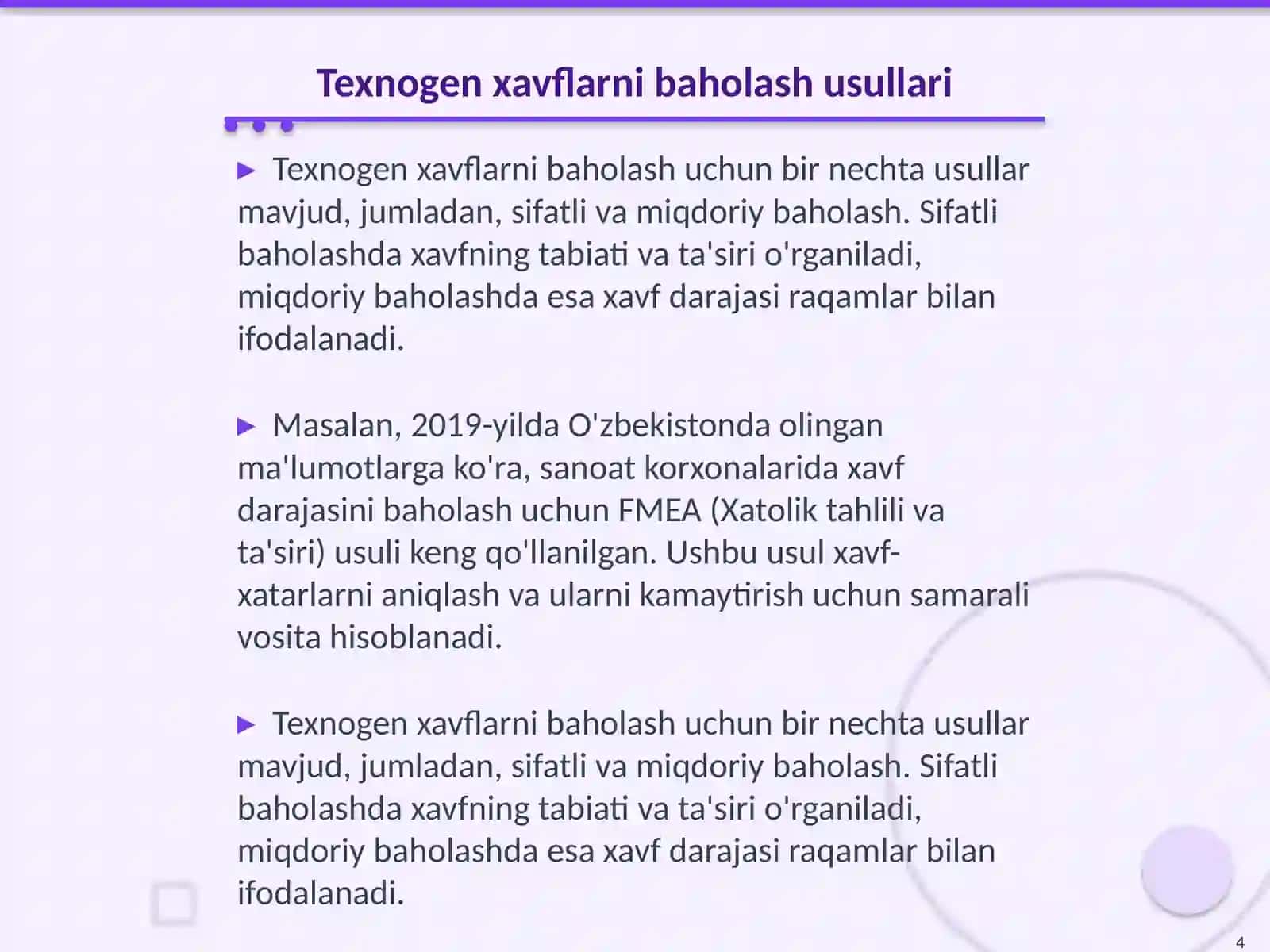 Texnogen xavflardan himoyalanish usullari 4