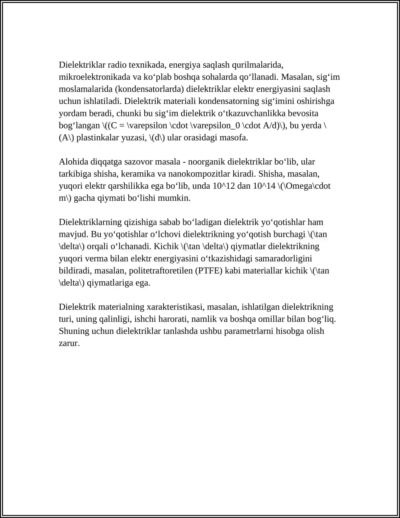 DIELEKTRIKLARNING QUTBLANISHI 4