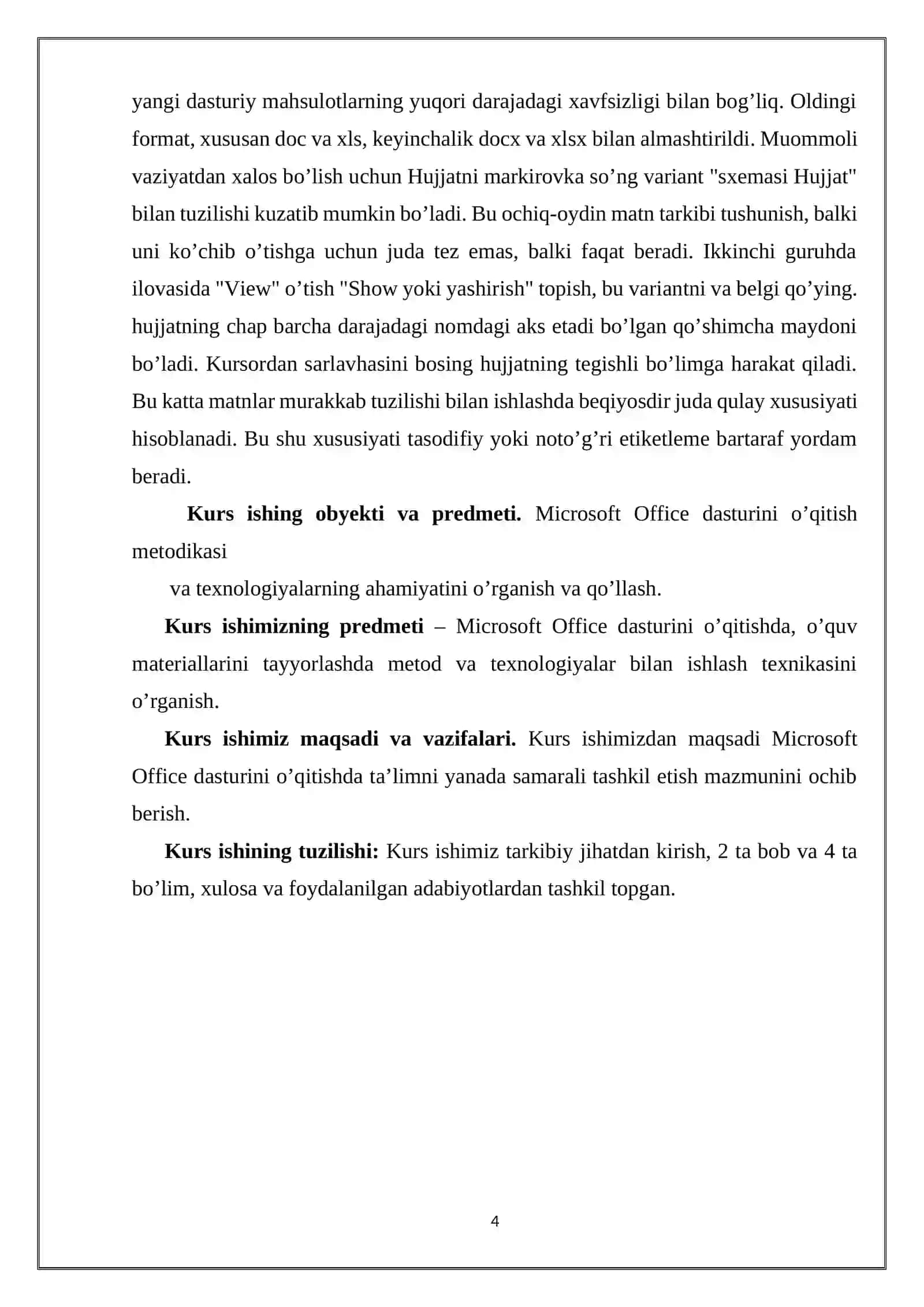 MICROSOFT OFFICE DASTURINI O’QITISH METODIKASI 4