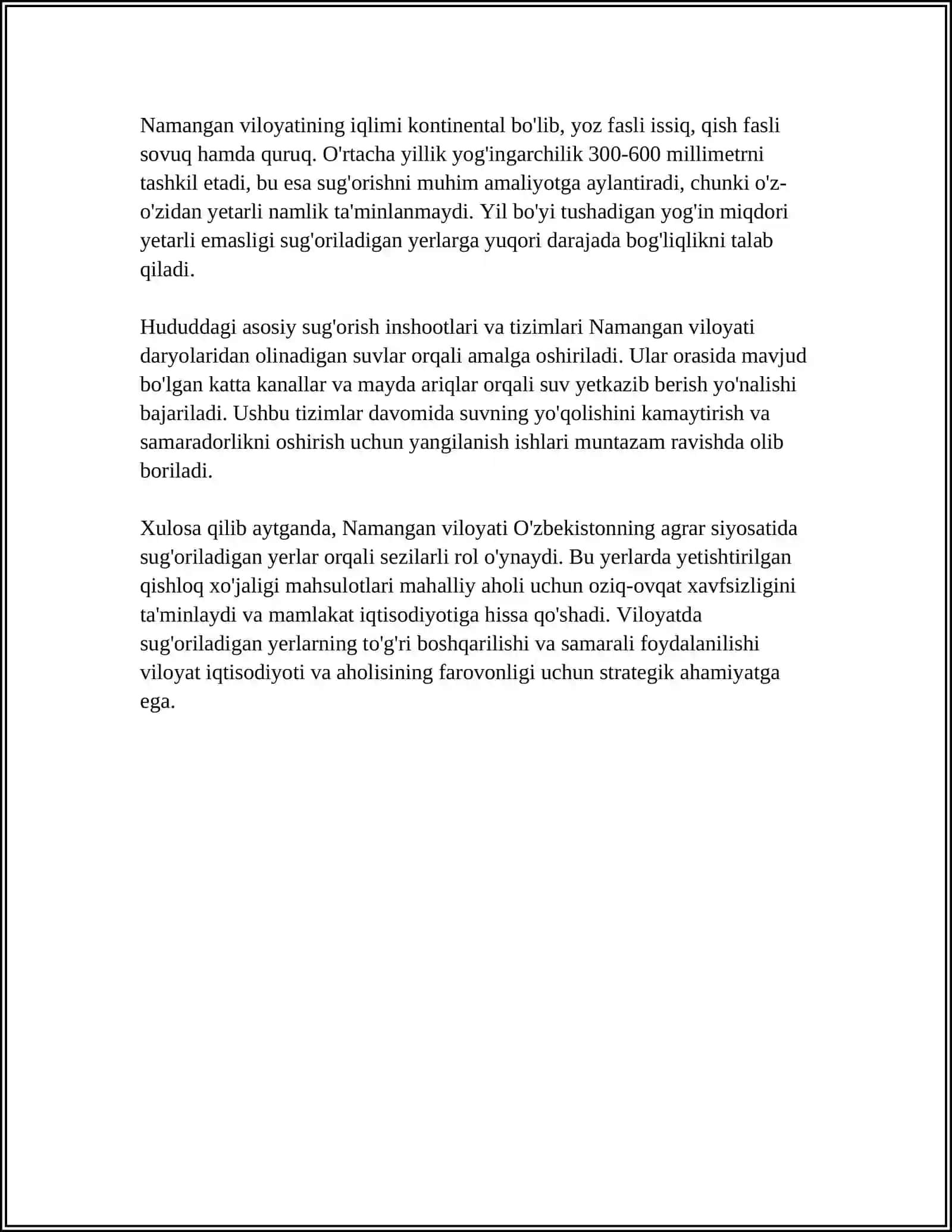 NAMANGAN VILOYATI SUGʻORILADIGAN YERLARI 4