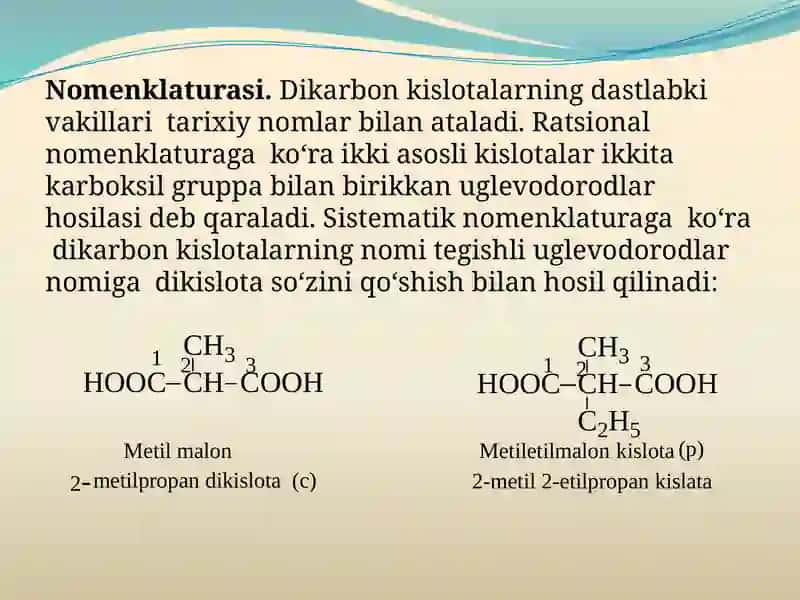 To’yingandi karbonkislotalarning nomlanishi 4