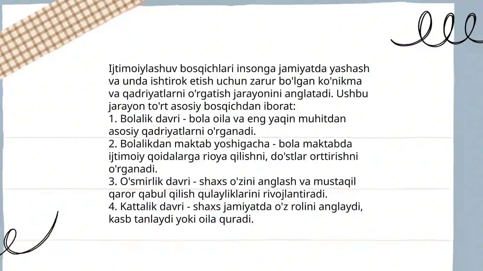 Shaxsning ijtimoiylashuvi, ijtmoiy ustanovkalar 4