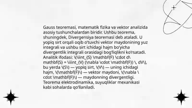 Elektr maydon kuchlanganligi oqimi.Gauss teoremasi 4
