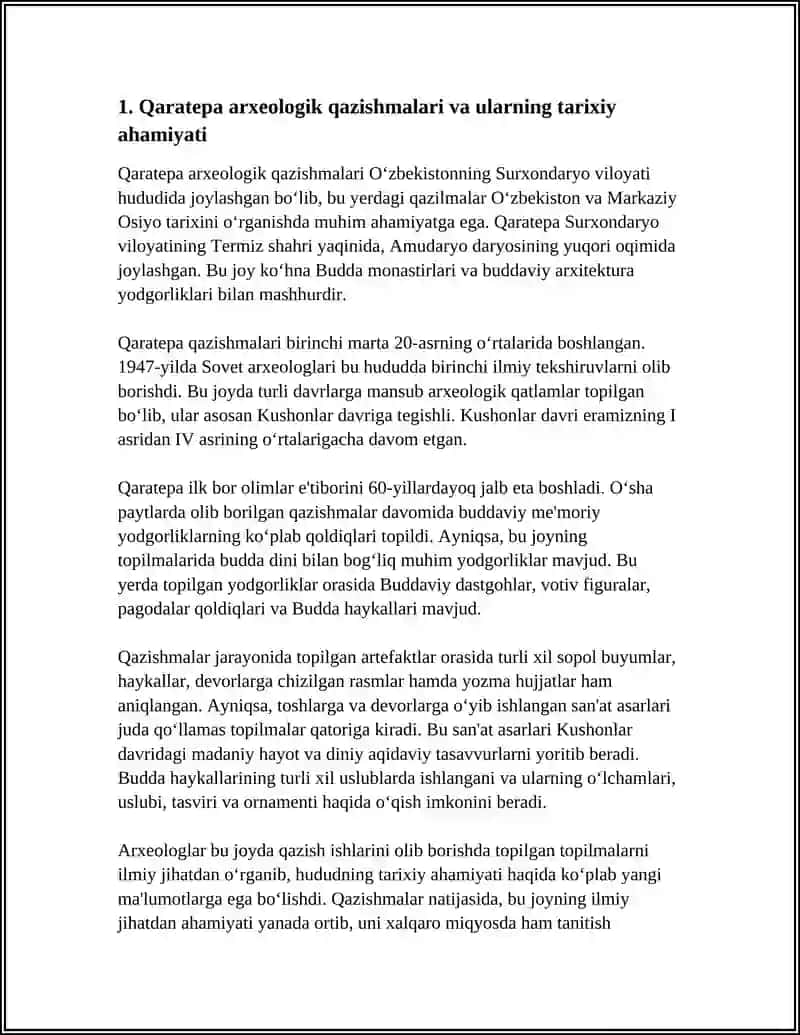 O'ZBEKISTONDA BUDDAVIYLIK DININING TARIXIY ILDIZLARI (QARATEPA,FAYOZTEPA,DALVARZINTEPA) VA HOZIRGI ZAMON 4