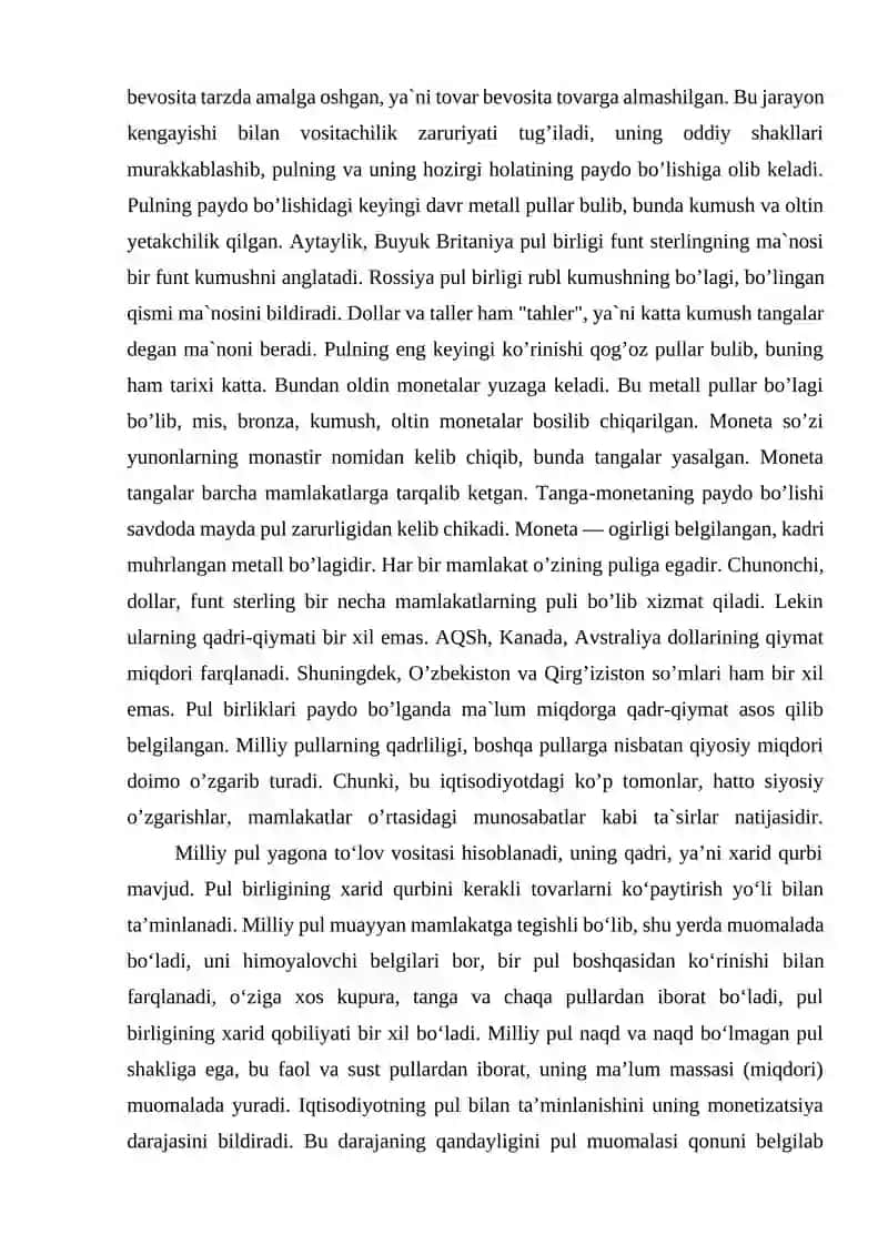 Pul haqida nazariyalar 4