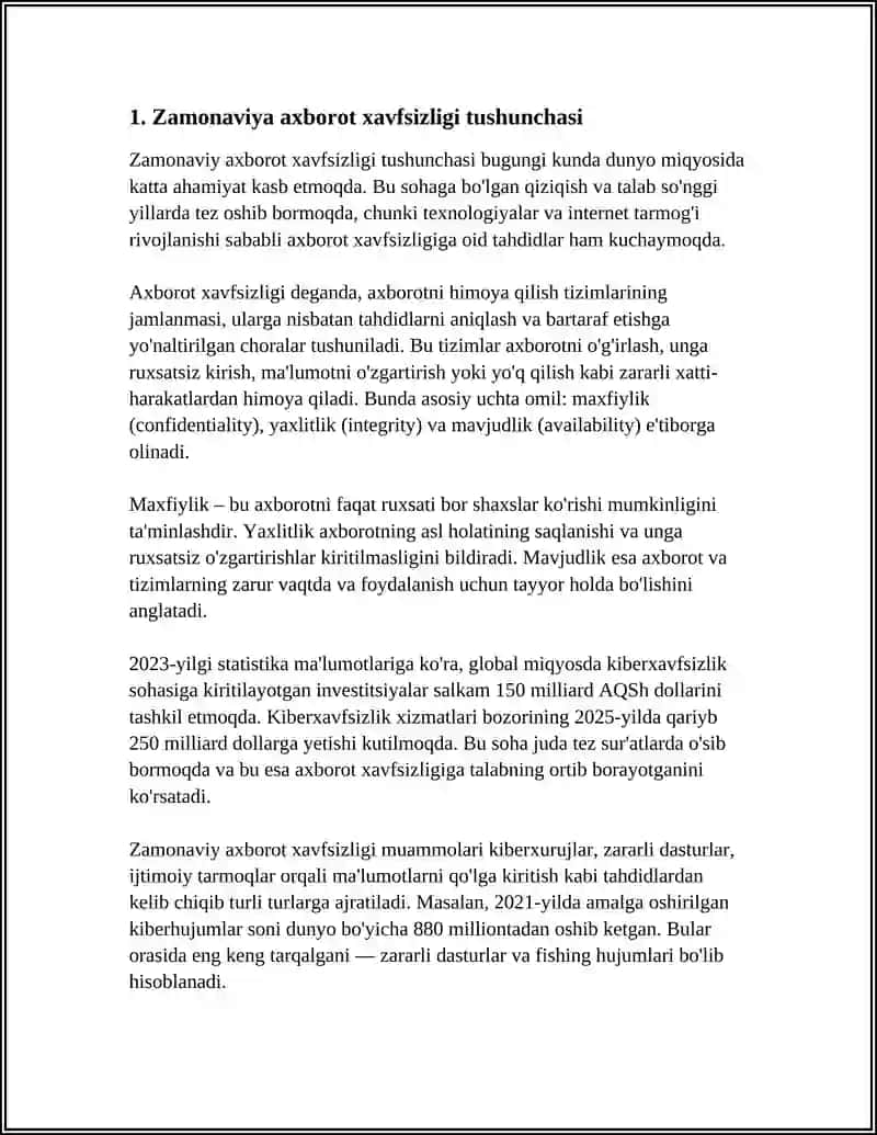 ZAMONAVIY A T DA AXBOROT XAVFSIZLIGI VIRUS VA ANTIVIRUSLAR HAQIDA MANBA BILAN ISHLASH 4