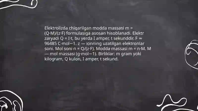 Elektroliz qonunlari va ularga asoslangan hisoblashlar 4