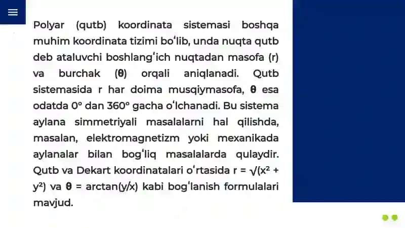 TEKISLIKDA KOORDINATA SISTEMASI. BALANDLIK SISTEMASI 4