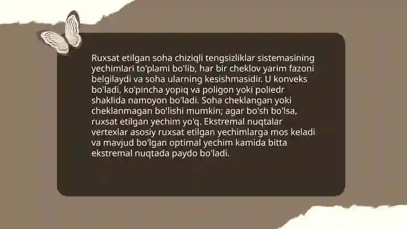 Chiziqli programmalashtirish masalalarining geometrik talqini 4