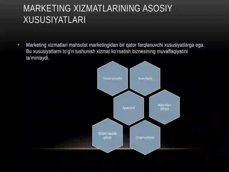 marketing xizmatlarining Xususiyatlari 4