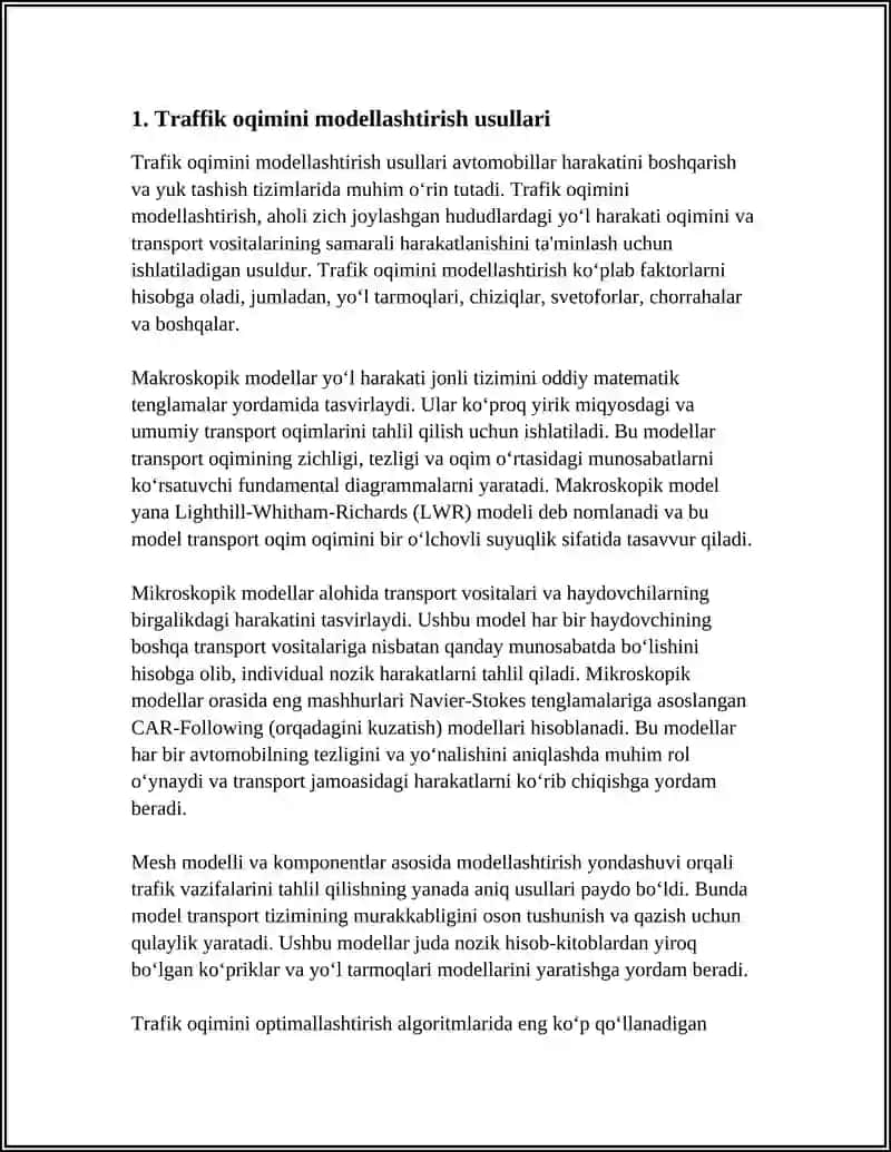 AVTOMOBILLAR HARAKATINI BOSHQARISH VA YUK TASHISH TIZIMLARIDA QO‘LLANILADIGAN USULLAR 4