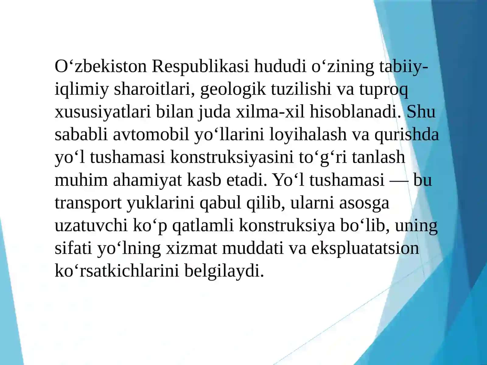O'zbekiston Respublikasi hududiy sharoitida n kelib chiqib yoltu shamasikonstruksiyalarini tanlash ma'ruzasi 4