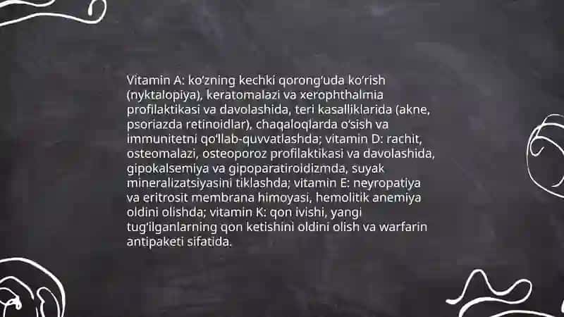 Vitaminlarni tibbiyotda qoʻllash va antivitaminlar 4