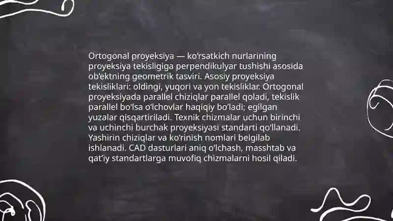 Detalning grafik dasturlar yordamida ortogonal proyektsiyasini chizish 4