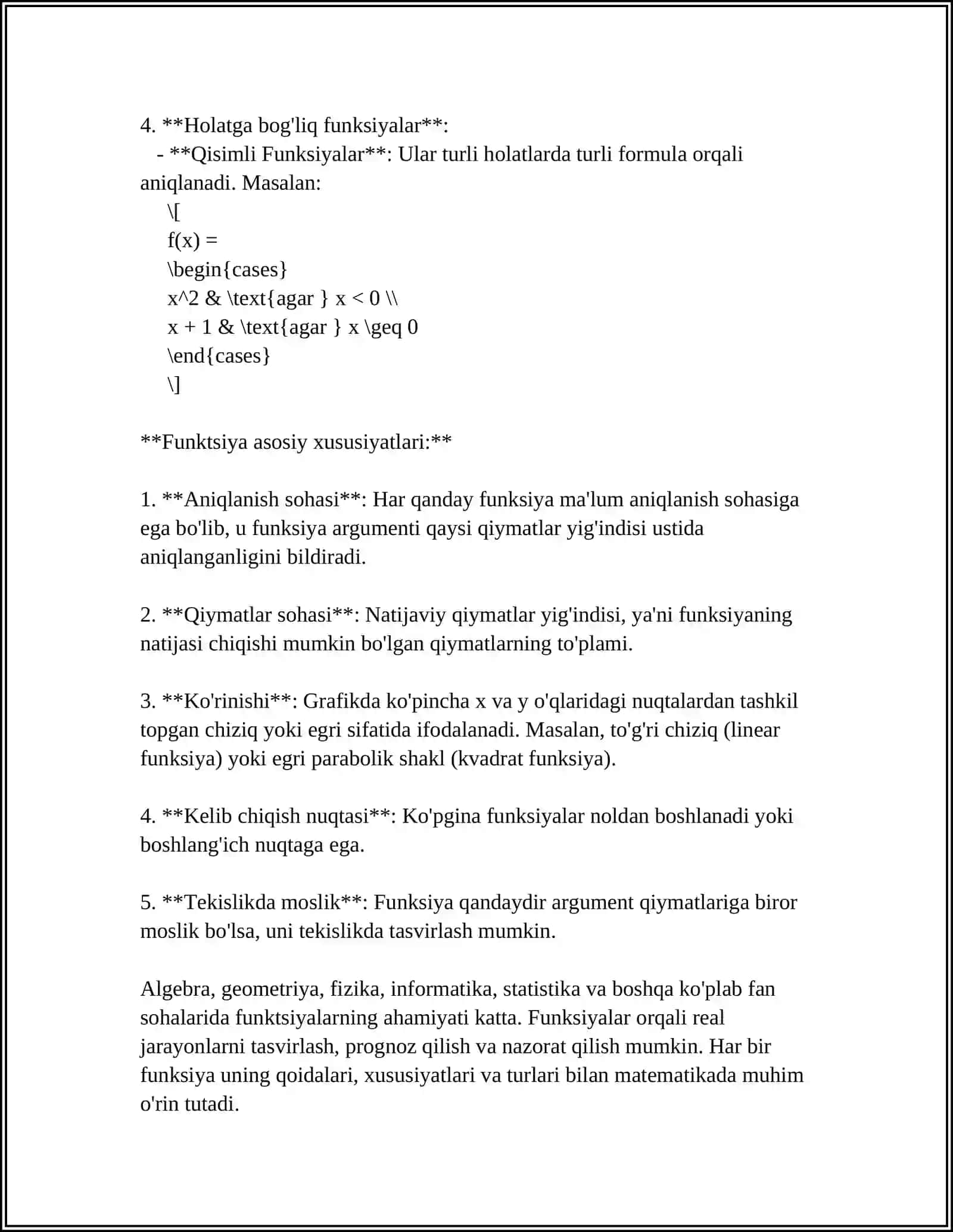 FUNKSIYANI TO’LA TEKSHIRISH VA GRAFIGINI CHIZISH 4