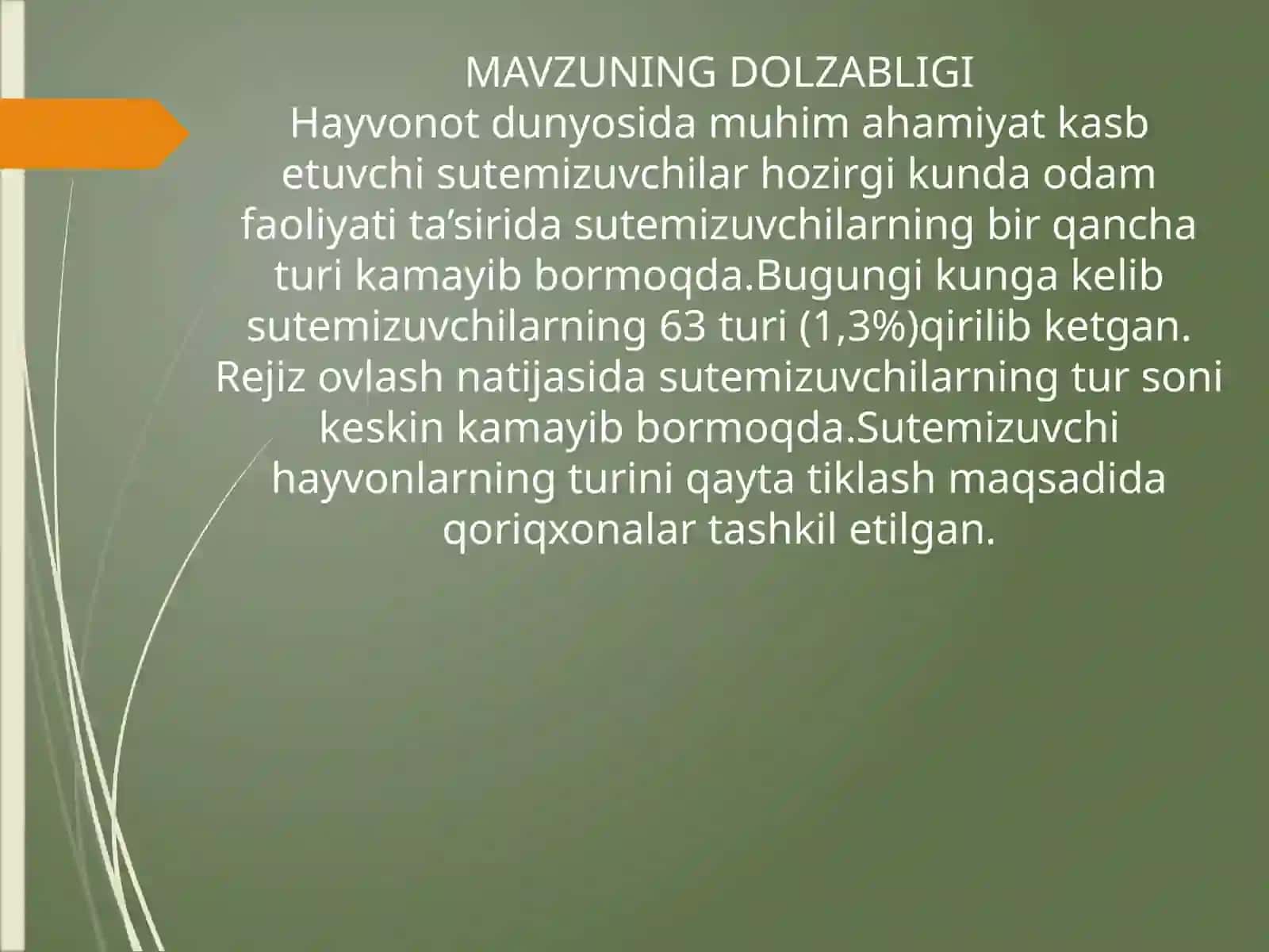 “O’zbekiston Qizil kitobi” ga kiritilgan sut emizuvchilar va ularni muhofaza qilish 4