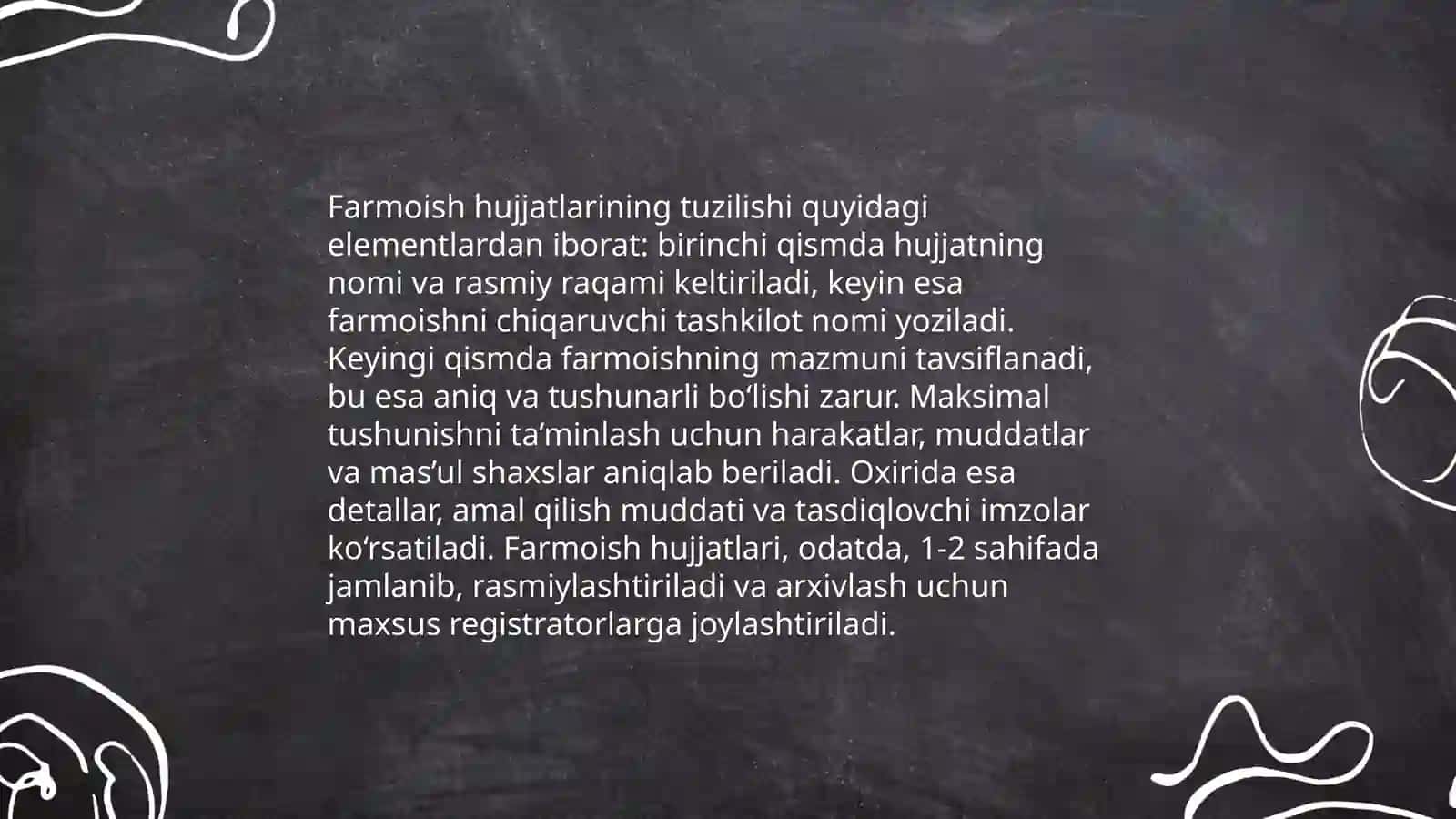 Farmoish hujjatlarini òrganish 4